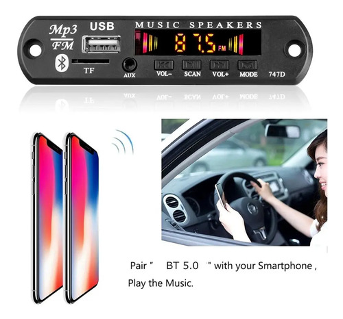 Modulo Mp3 Multifuncion Radio Fm Mp3 Bluetooth Memoria Aux — imagen 4 de 9