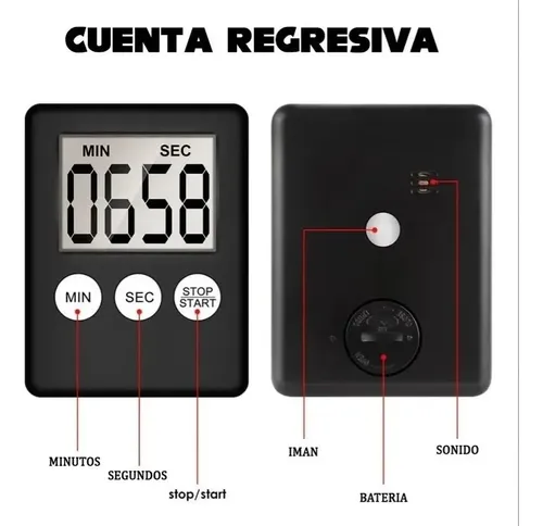 Temporizador Timer Cocina Cuenta Regresiva Alarma — imagen 2 de 7