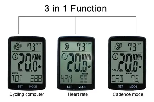 Velocimetro Inalambrico Bicicleta Ciclismo 2.8 Pulgad 3 En 1 Negro — imagen 4 de 7