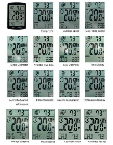 Velocimetro Inalambrico Bicicleta Ciclismo 2.8 Pulgad 3 En 1 Negro — imagen 6 de 7