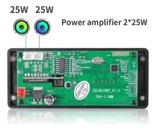 Módulo Amplificador Y Mp3 Bluetooth 2×25w Diy Fm Usb Tf Aux Negro 25 W — imagen 3 de 5