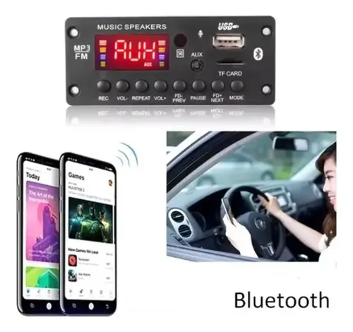 Módulo Amplificador Y Mp3 Bluetooth 2×25w Diy Fm Usb Tf Aux Negro 25 W — imagen 4 de 5