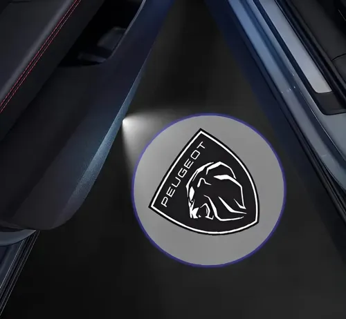 2 Luces Nuevo Logo Peugeot Luz Cortesia Auto A Pila Auto