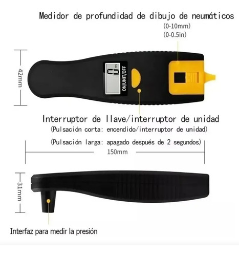Medidor De Presión Aire De Llantas Calibrador 2 En 1 — imagen 4 de 7