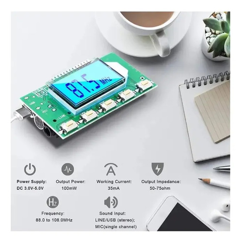 Modulo Transmisor Fm Dsp Pll 87-108mhz Con Display 100mw Diy — imagen 3 de 5