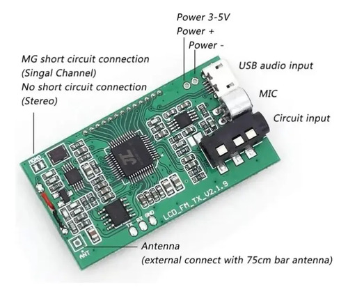 Modulo Transmisor Fm Dsp Pll 87-108mhz Con Display 100mw Diy — imagen 5 de 5