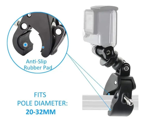 Soporte Para Cámara De Acción Compatible Gopro Insta360 Negro — imagen 5 de 5