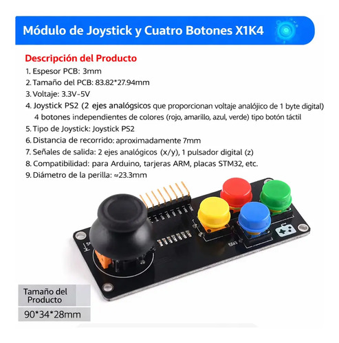 Módulo De Joystick Con Botones Para Arduino Proyectos Diy — imagen 2 de 3