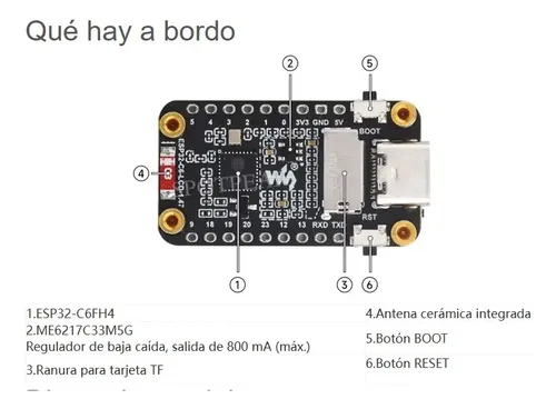 Esp32 C6 Placa De Desarrollo Pantalla 1,47  Wifi 6 Diy Iot — imagen 3 de 9