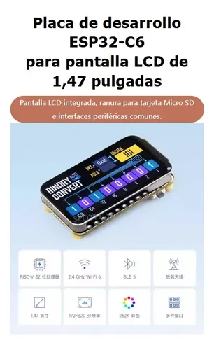 Esp32 C6 Placa De Desarrollo Pantalla 1,47  Wifi 6 Diy Iot — imagen 7 de 9