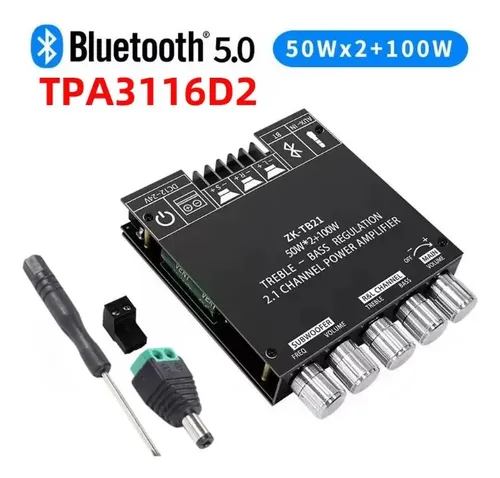 Placa Amplificadora 50w X 2 + 100w 2.1 Bluetooth Subwoofer Negro 25 W — imagen 2 de 7