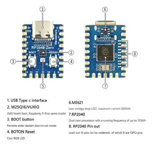 Modulo Raspberry Pi Rp2040 Zero Pico Placa Desarrollo Diy — imagen 2 de 5