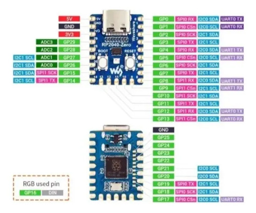 Modulo Raspberry Pi Rp2040 Zero Pico Placa Desarrollo Diy — imagen 3 de 5