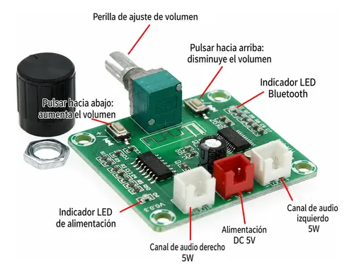 Placa Amplificadora 5w Bluetooth 5.0 Dc5v 2 Canales 2 X 5w Negro 5 W — imagen 2 de 6