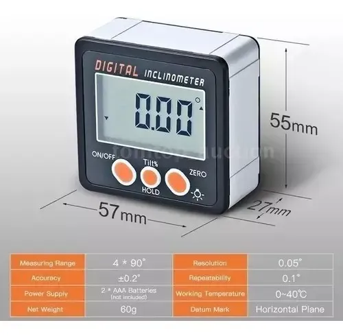 Inclinómetro Digital Aluminio K6t2 Imán Pantalla Lcd Carpintería
