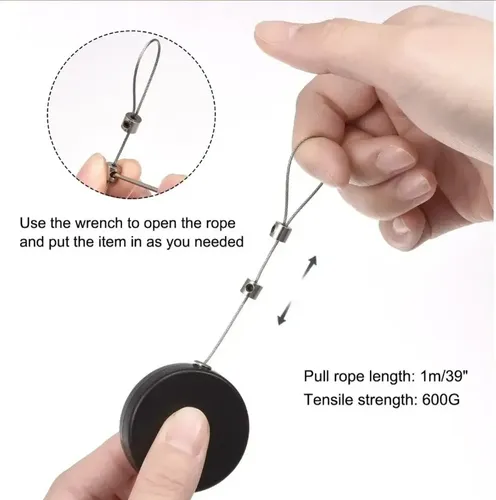 Cable Candado Retractil Seguridad Acero 150cm Celular Negro — imagen 4 de 7