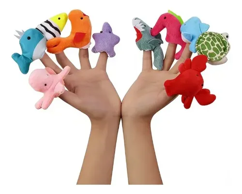 Pack 10 Titeres Dedos Animales Marinos Mar Estimulacion Bebe