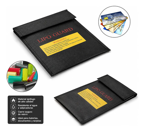 Bolsa Ignífuga 18x23 Baterías Lipo Documentos Dinero Dólares Negro — imagen 2 de 6