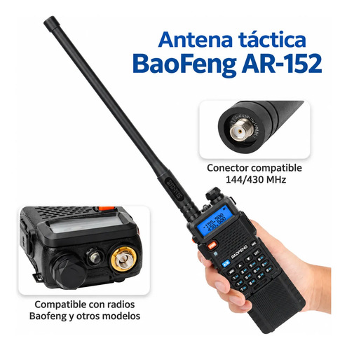 Antena Tactica Baofeng Ar-152 Sma Hembra Vhf Uhf Uv-5r 25cm — imagen 5 de 5