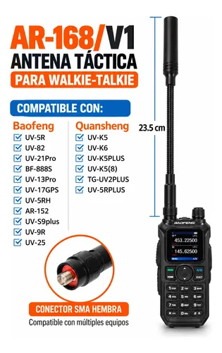 Antena Flexible 23,5cm Sma Hembra Para Baofeng Uv-5r Ar-152 — imagen 2 de 7