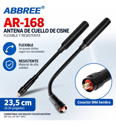 Antena Flexible 23,5cm Sma Hembra Para Baofeng Uv-5r Ar-152 — imagen 4 de 7