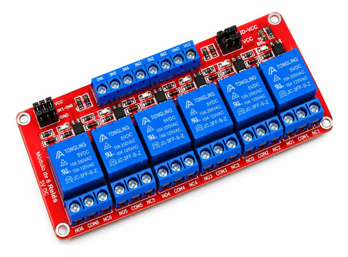 Modulo De 6 Relés 5v Optoacoplado Para Proyectos Diy