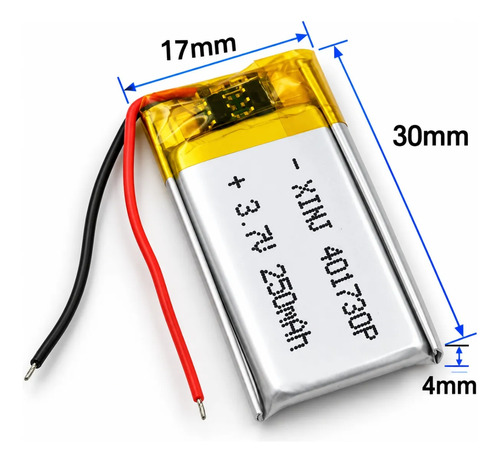 Repuesto 3.7v 250ma 401730p 17x30x4mm Para Bricolaje Otros — imagen 2 de 6