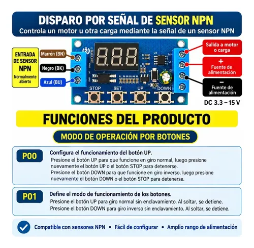 Controlador Motor Dc Avance Retroceso Cíclico Npn 50w — imagen 7 de 11