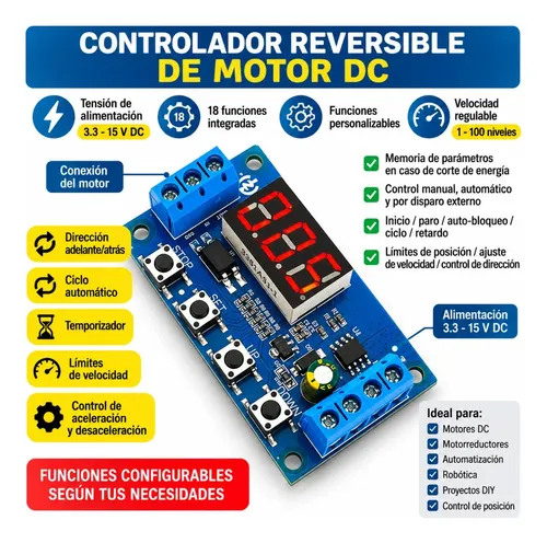 Controlador Motor Dc Avance Retroceso Cíclico Npn 50w — imagen 9 de 11