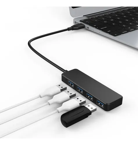 Hub Usb 2.0 De 4 Puertos Ultra Delgado Para Computadora Negro — imagen 6 de 6
