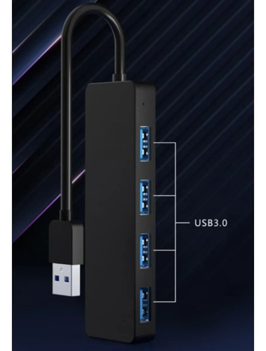 Hub Usb 3.0 De Alta Velocidad 4 Puertos Externos Perifericos Negro — imagen 2 de 8