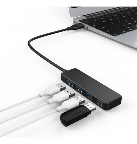 Hub Usb 3.0 De Alta Velocidad 4 Puertos Externos Perifericos Negro — imagen 8 de 8