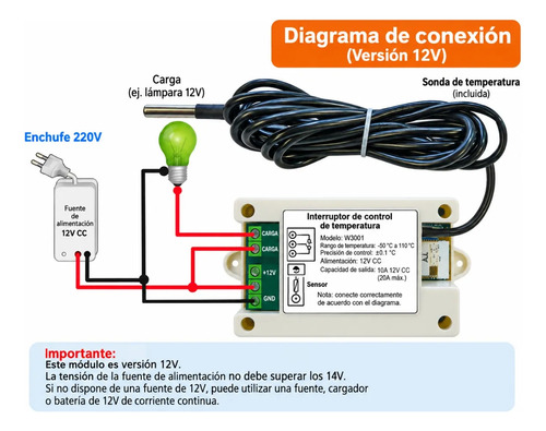 Termostato Wifi 12v Control Temperatura Tuya Smart Sensor — imagen 3 de 7