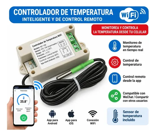 Termostato Wifi 12v Control Temperatura Tuya Smart Sensor — imagen 5 de 7