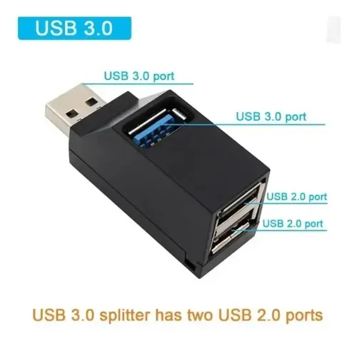 Hub Usb 3.0 Multipuerto Zapatilla Usb Triple Multiplicador Negro — imagen 2 de 5