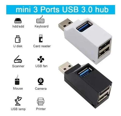 Hub Usb 3.0 Multipuerto Zapatilla Usb Triple Multiplicador Negro — imagen 3 de 5