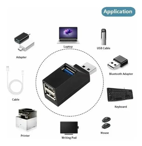 Hub Usb 3.0 Multipuerto Zapatilla Usb Triple Multiplicador Negro — imagen 5 de 5