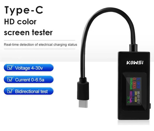 Tester Usb Tipo C Voltimetro Amperimetro Usb Doctor Digital — imagen 3 de 6