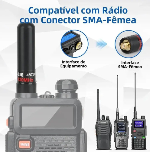Antena Para Handy Baofeng Y Similares Sma-f  Corta 8cm — imagen 2 de 5