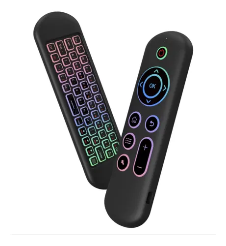 Control Remoto Air Mouse Con Teclado Y Luz Rgb Giroscopio Tv Negro — imagen 6 de 10