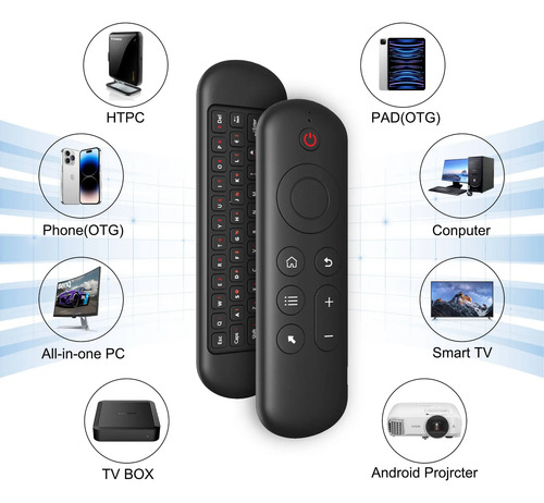 Control Remoto Air Mouse Con Teclado Y Luz Rgb Giroscopio Tv Negro — imagen 7 de 10