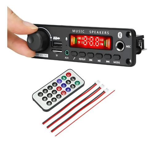 Placa Amplificadora Bluetooth 5.0 400w 4x100w Mp3 Fm Usb Negro 400 W