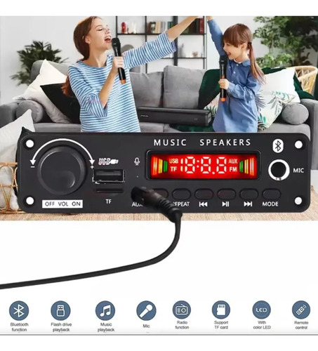 Placa Amplificadora Bluetooth 5.0 400w 4x100w Mp3 Fm Usb Negro 400 W — imagen 4 de 8