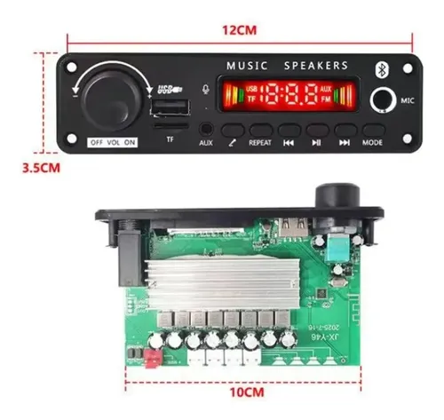 Placa Amplificadora Bluetooth 5.0 400w 4x100w Mp3 Fm Usb Negro 400 W — imagen 7 de 8