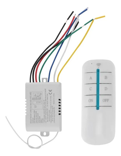 Interruptor Receptor Inalambrico 220v 4 Canales + 1 Control Blanco