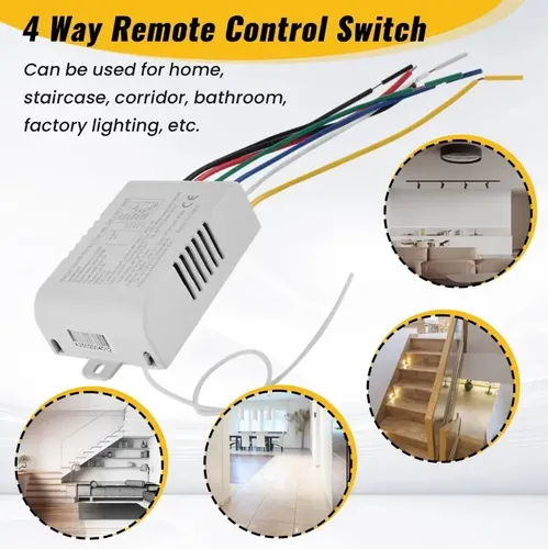 Interruptor Receptor Inalambrico 220v 4 Canales + 1 Control Blanco — imagen 3 de 9