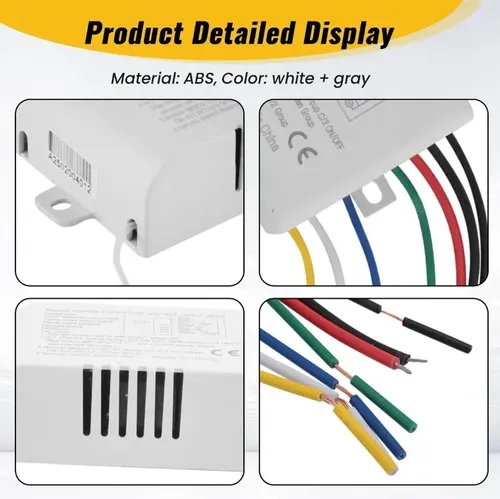 Interruptor Receptor Inalambrico 220v 4 Canales + 1 Control Blanco — imagen 4 de 9