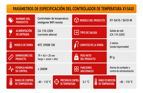 Termostato Con Control Wifi Digital 110v 220v Con Sonda — imagen 11 de 11