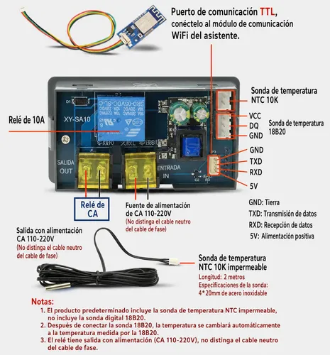 Termostato Con Control Wifi Digital 110v 220v Con Sonda — imagen 3 de 11