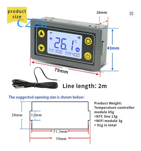 Termostato Con Control Wifi Digital 110v 220v Con Sonda — imagen 9 de 11